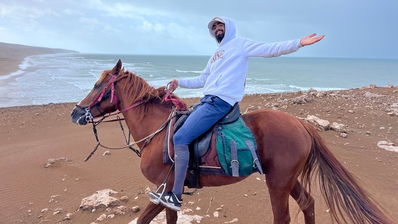 Niet-Residentiële Paardrijdag in Essaouira, Marokko, Met Strand, Duinen en Bos