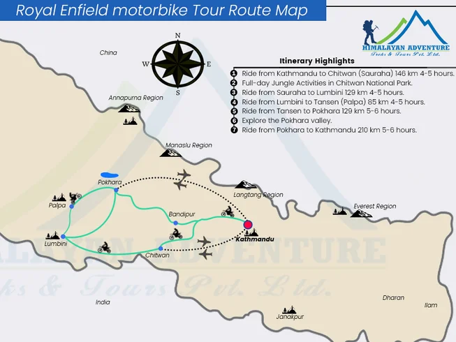 7 Day Royal Enfield Guided Motorcycle Tour in Nepal with Jeep Safari and Cultural Trips photo 3
