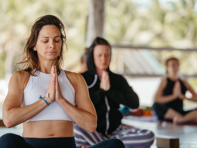 Woman doing yoga in PA retreat