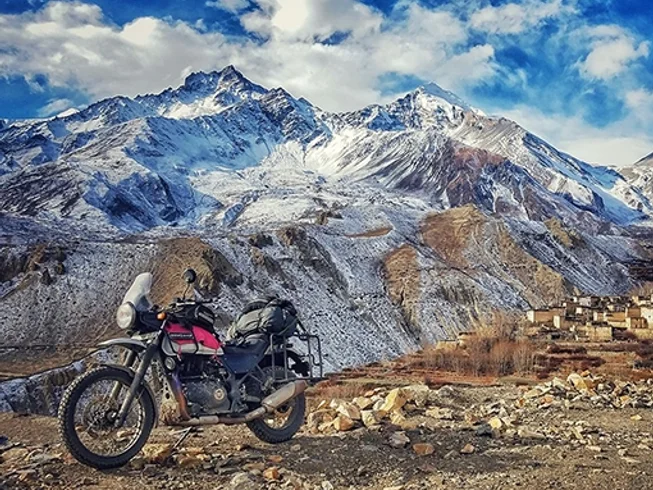 14 Day Upper Mustang Guided Motorbike Tour in Nepal with Hiking and Himalayan Views